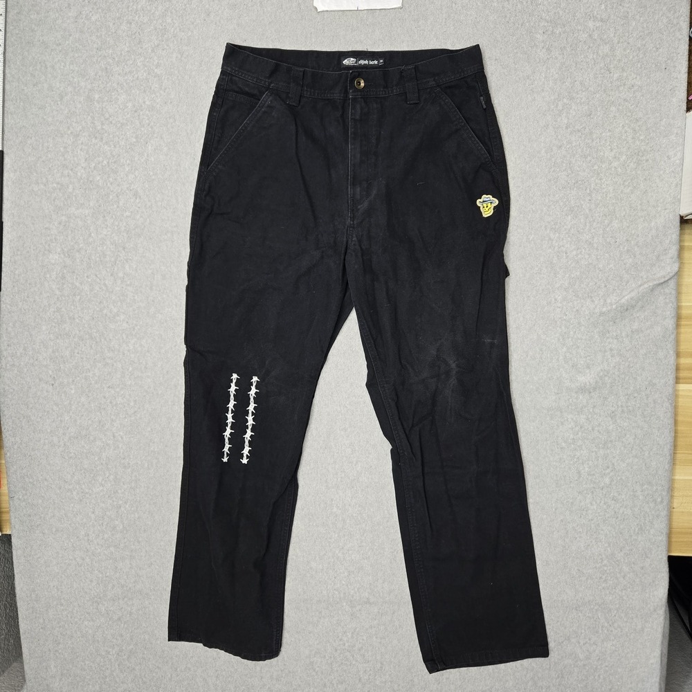 Vans x Elijah Berle Men Pants 34 Black Carpenter Flames Skate Grunge Y2K READ